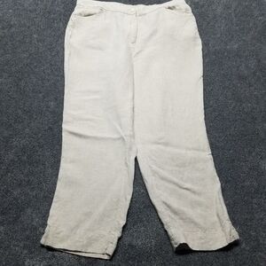 Chicos 2.5 US 14 Pants Linen Straight Leg Elastic Waist Pockets Beach Coastal
